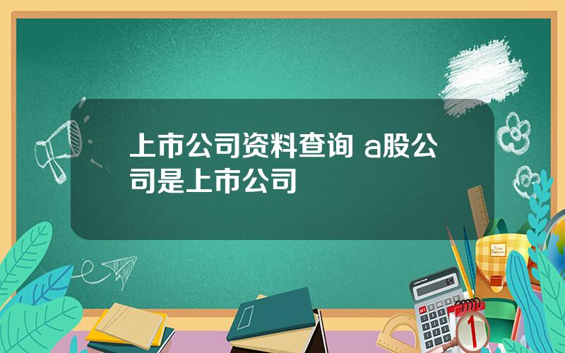 上市公司资料查询 a股公司是上市公司